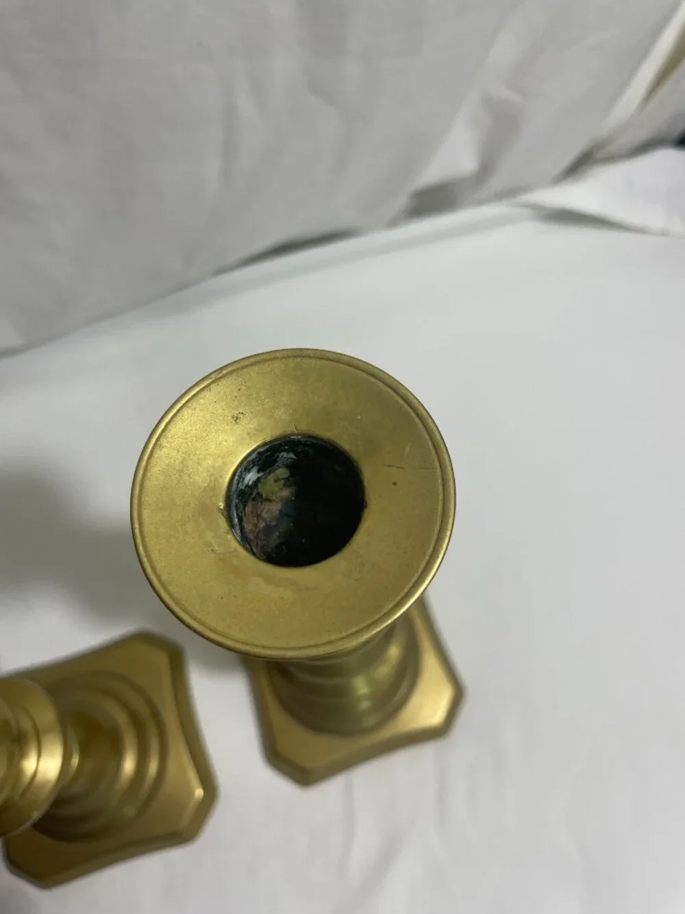Pair of Vintage Solid Brass Candlestick Holders 9.5